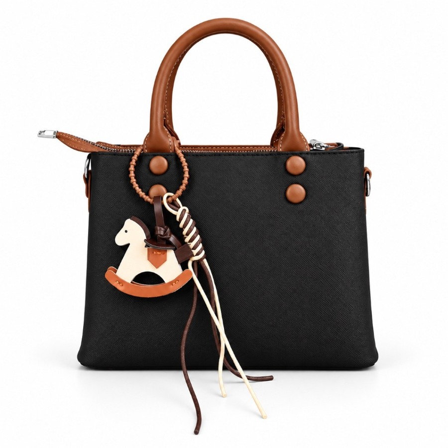 Jazmery Horse Charm Structured Handbag